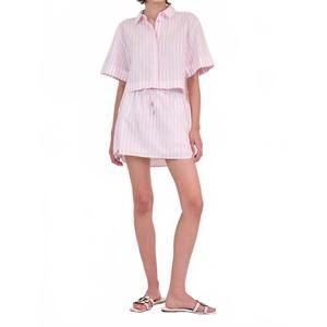 NEW JONATHAN SIMKHAI ryett cropped shirt in sorbet stripe